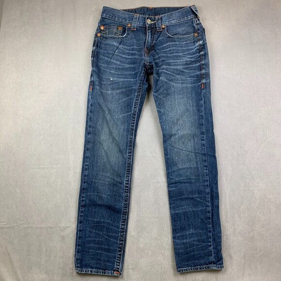 True Religion Mens Pants 31 Blue Denim Skinny Jeans Straight Leg Rigid 31x32 - Picture 1 of 13